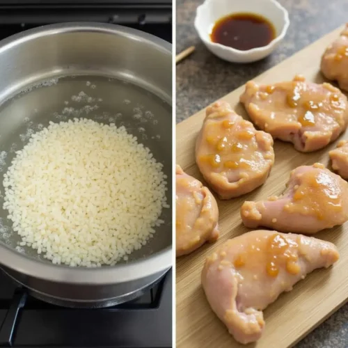 Préparation des nouilles de riz et marinades